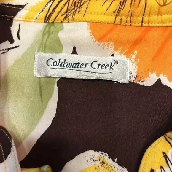 Coldwater Creek Women's Floral Orange Yellow Jacket Size L - Picture 8 of 10